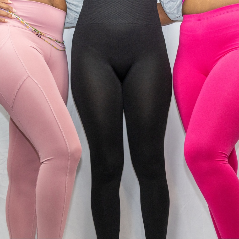 Zenana Outfitters Pink, Black, and Hot Pink Leggings